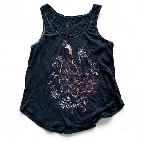 Lucky Brand Tops - Lucky Brand Navy Embroidered Peacock Rare Tank Top